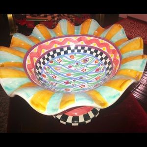 MACKENZIE-CHILDS TAYLOR FLUTED RIM COMPOTE BOWL